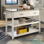 Isola cucina con piano in acciaio inossidabile e ruote
