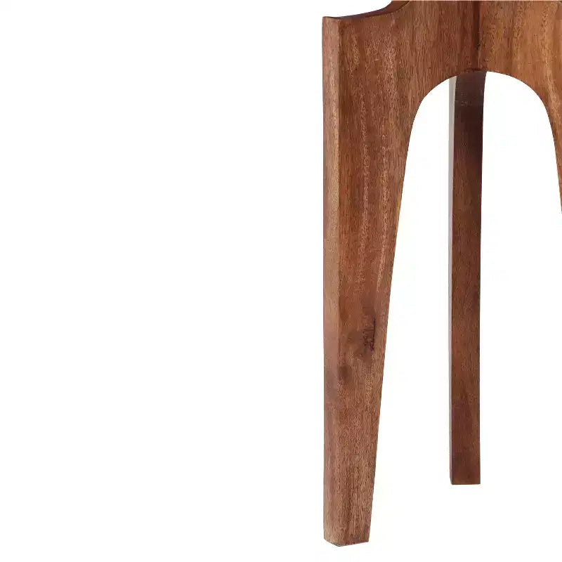 Tavolino rotondo in legno di mango con finitura noce