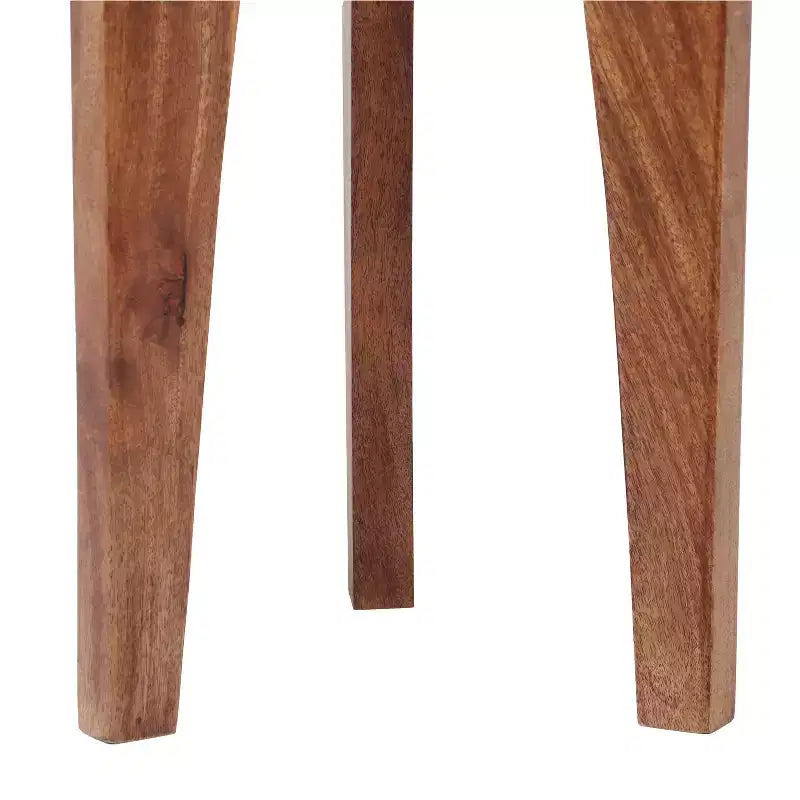 Tavolino rotondo in legno di mango con finitura noce