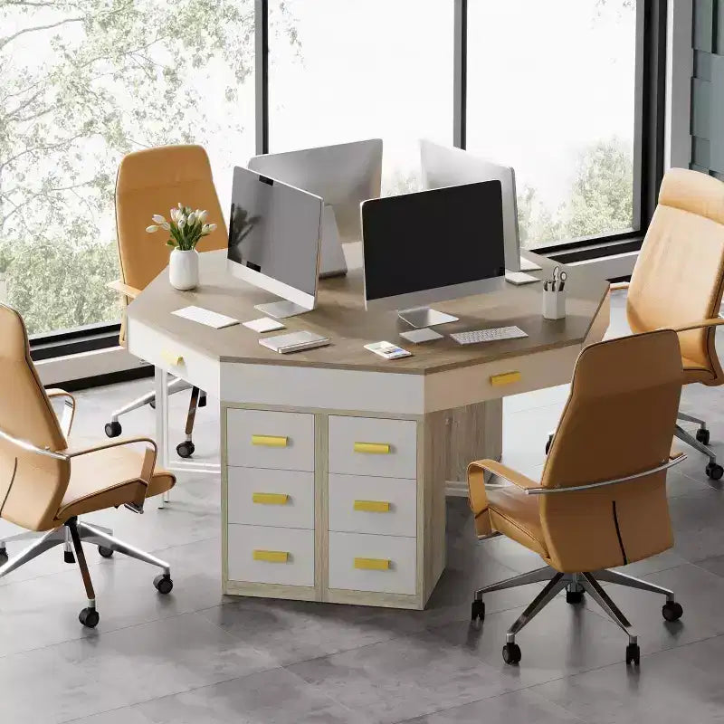 Scrivania angolare con 3 cassetti – Design triangolare a 90 gradi per ufficio domestico, camera da letto e soggiorno
