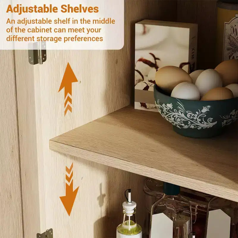 Dispensa in Rattan da 183 cm con Ante, Ripiani e Cassetto