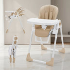 Baby High Chair for Babies and Toddlers with Adjustable Heights & Footrests, Foldable Highchair with 5 Recline Adjustable Backrest