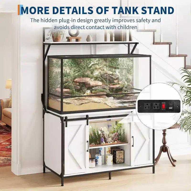 Supporto per acquario e terrario – Fino a 450 litri, ripiano 122x61 cm con presa di corrente integrata