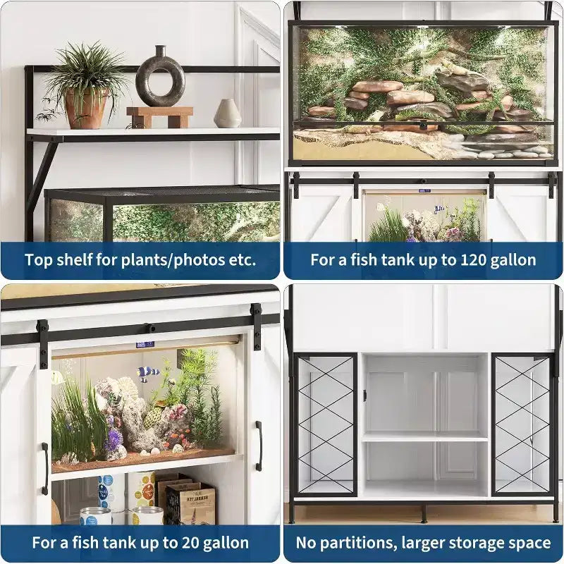 Supporto per acquario e terrario – Fino a 450 litri, ripiano 122x61 cm con presa di corrente integrata