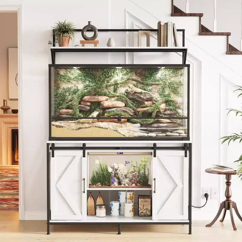 Supporto per acquario e terrario – Fino a 450 litri, ripiano 122x61 cm con presa di corrente integrata