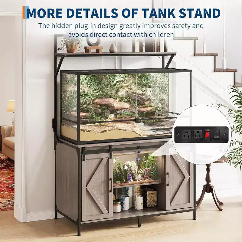 Supporto per acquario e terrario – Fino a 450 litri, ripiano 122x61 cm con presa di corrente integrata