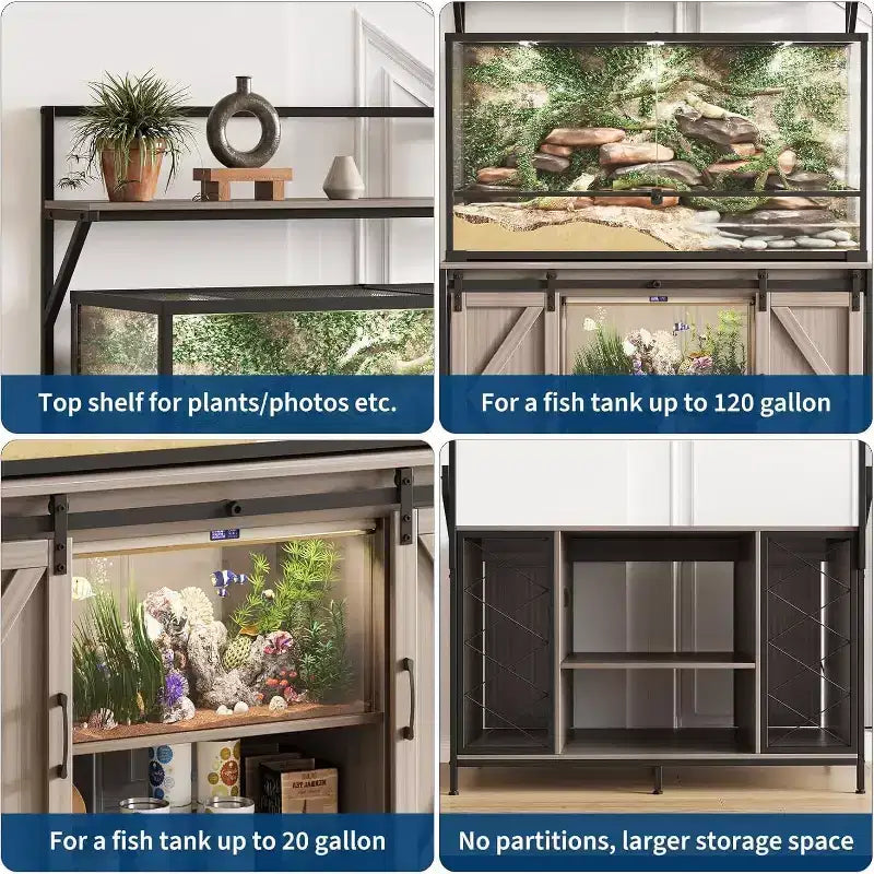 Supporto per acquario e terrario – Fino a 450 litri, ripiano 122x61 cm con presa di corrente integrata