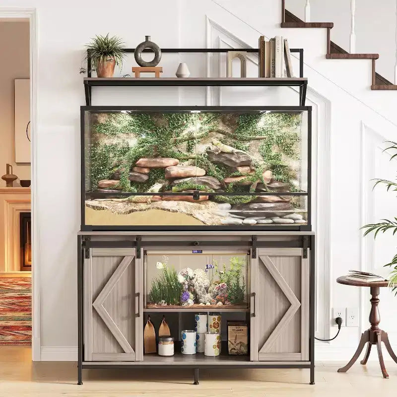 Supporto per acquario e terrario – Fino a 450 litri, ripiano 122x61 cm con presa di corrente integrata