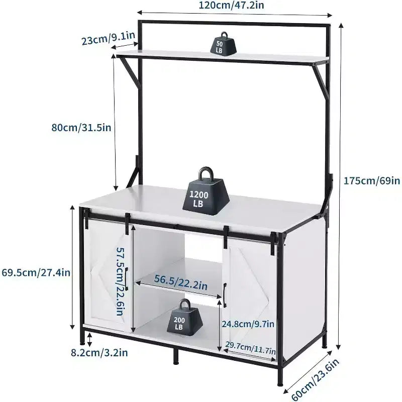 Supporto per acquario e terrario – Fino a 450 litri, ripiano 122x61 cm con presa di corrente integrata