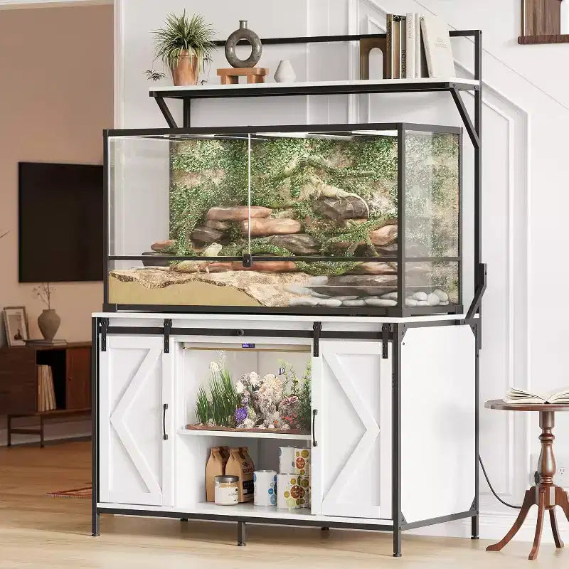 Supporto per acquario e terrario – Fino a 450 litri, ripiano 122x61 cm con presa di corrente integrata