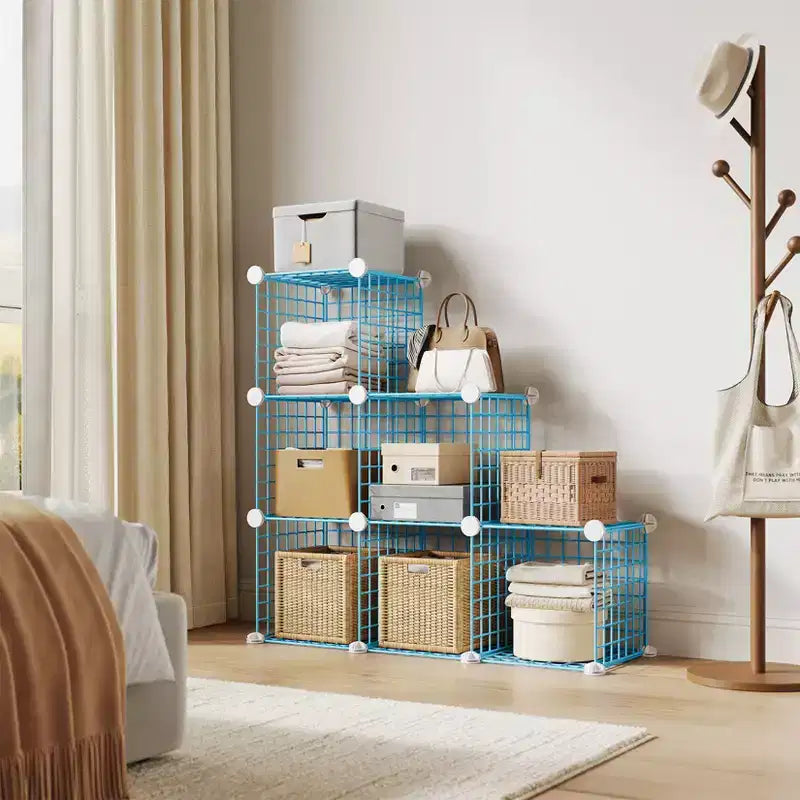 Organizzatore a 6 cubi in filo metallico – Scaffale modulare per camera da letto, ufficio e ripostiglio