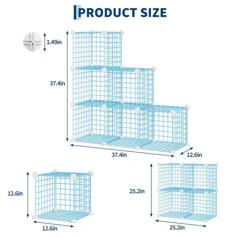Organizzatore a 6 cubi in filo metallico – Scaffale modulare per camera da letto, ufficio e ripostiglio