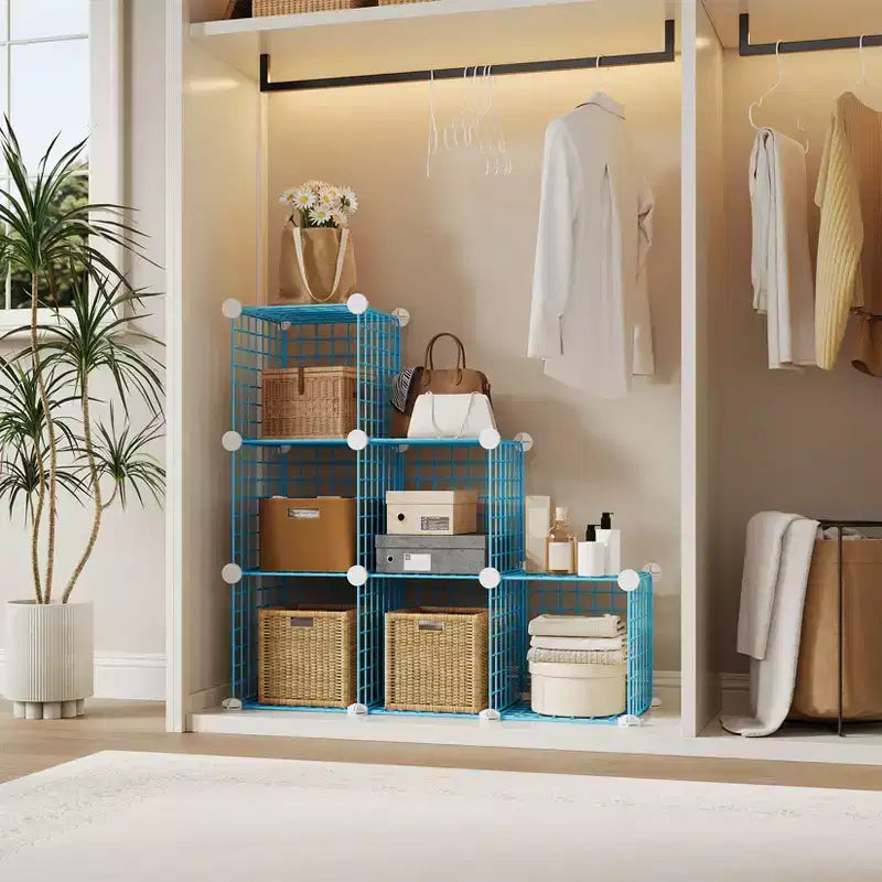 Organizzatore a 6 cubi in filo metallico – Scaffale modulare per camera da letto, ufficio e ripostiglio