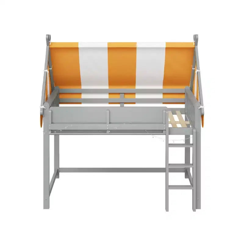 Letto a soppalco Kids Canopy con libreria e scala