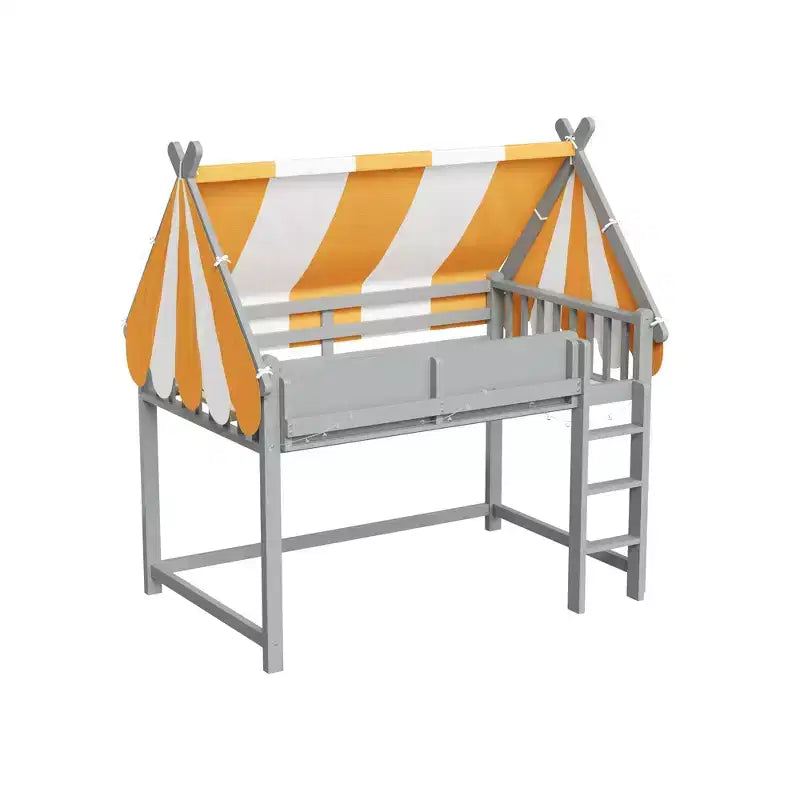 Letto a soppalco Kids Canopy con libreria e scala