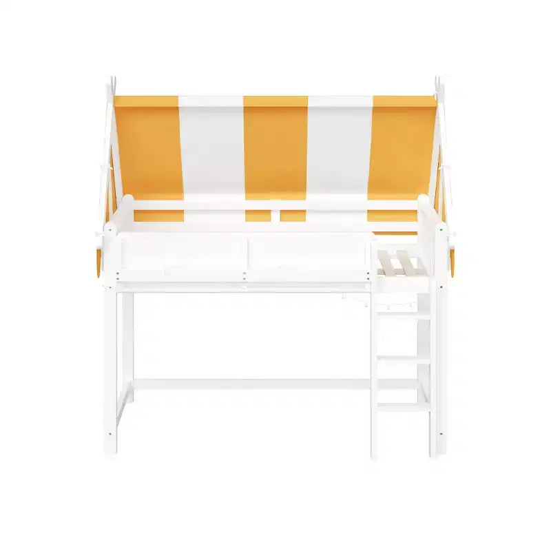 Letto a soppalco Kids Canopy con libreria e scala