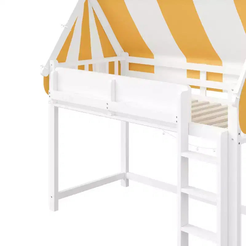 Letto a soppalco Kids Canopy con libreria e scala
