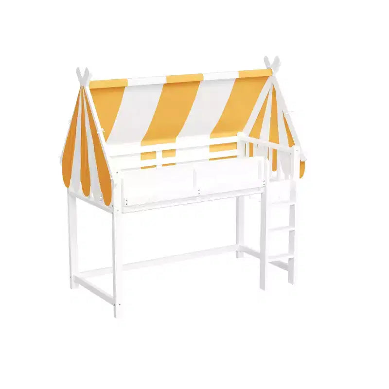 Letto a soppalco Kids Canopy con libreria e scala