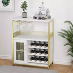 Mobiletto/Credenza da Bar a 3 Livelli con Portabottiglie/Portabicchieri e Anta a Rete