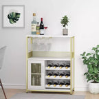 Mobiletto/Credenza da Bar a 3 Livelli con Portabottiglie/Portabicchieri e Anta a Rete