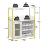 Mobiletto/Credenza da Bar a 3 Livelli con Portabottiglie/Portabicchieri e Anta a Rete