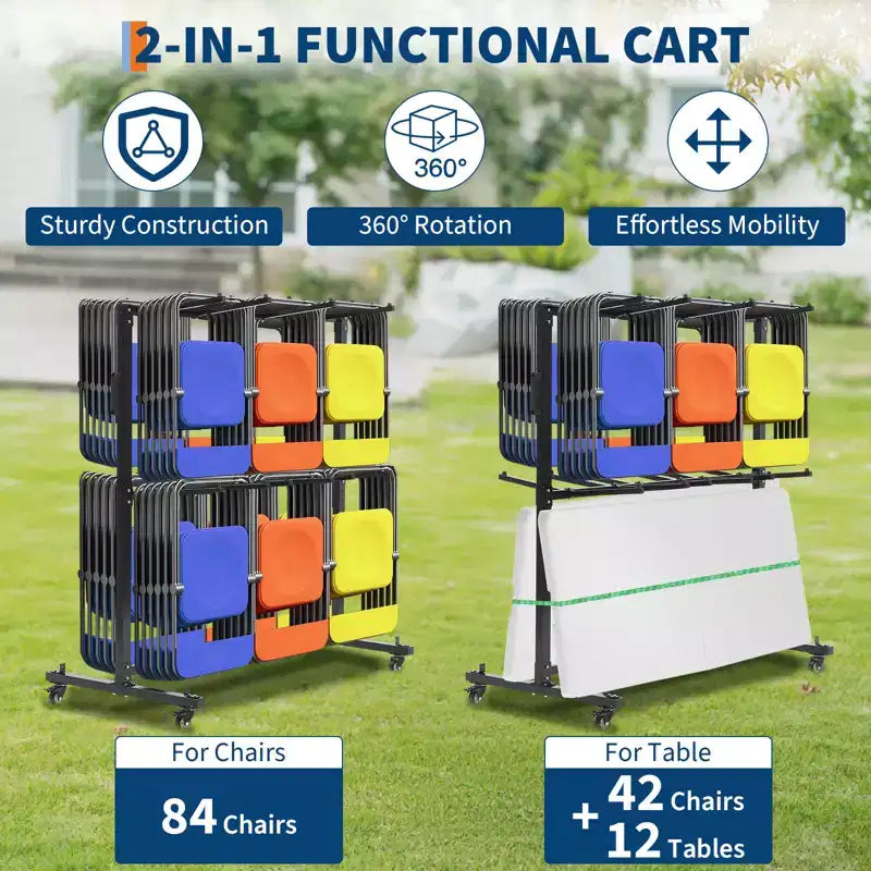 Carrello per Sedie Pieghevoli e Tavoli Rinforzato