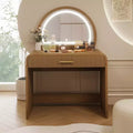JVNOXK 39-inch Wavy Texture Vanity with Touchscreen and Built-in LED Lighting, Featuring One Drawer, Ideal for Bedrooms, Espresso