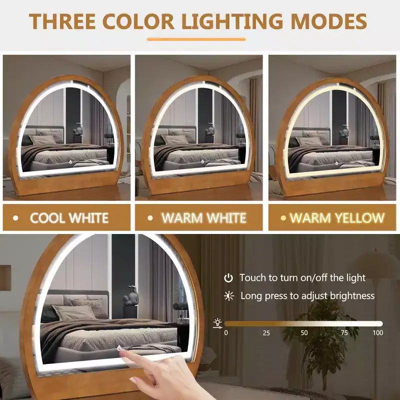 Tavolo da trucco con specchio e cassetto, illuminato