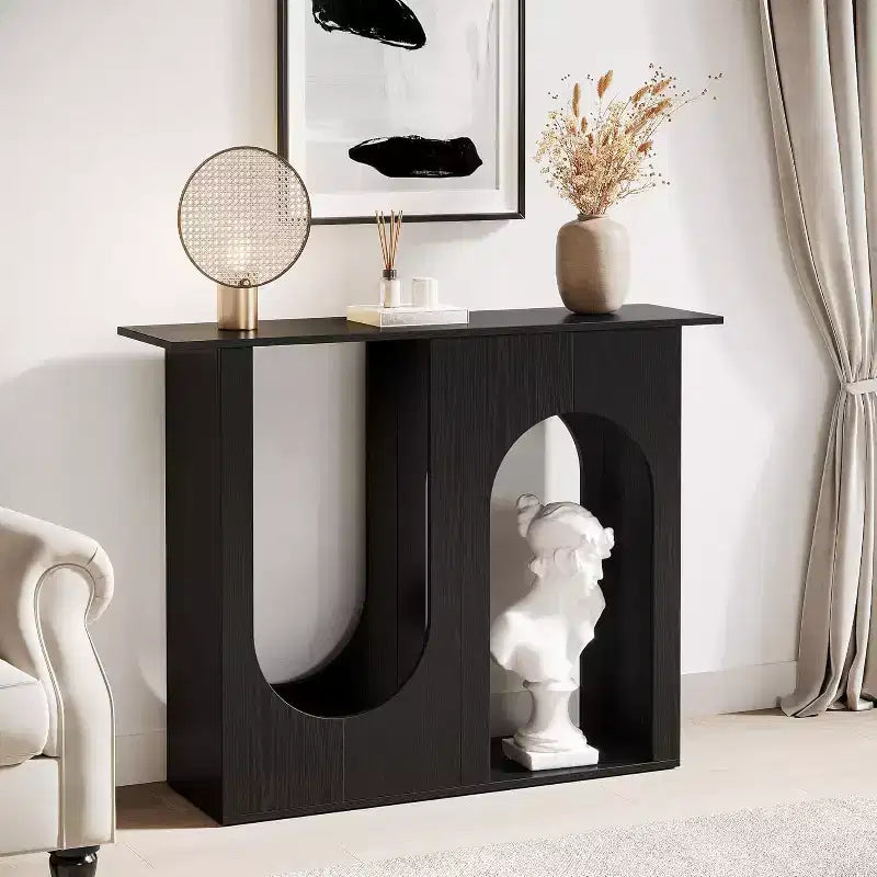 Console con Doppio Design ad Arco, Nera, 100 cm