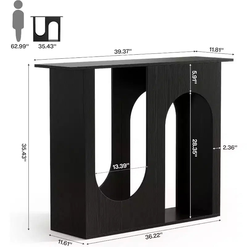 Console con Doppio Design ad Arco, Nera, 100 cm