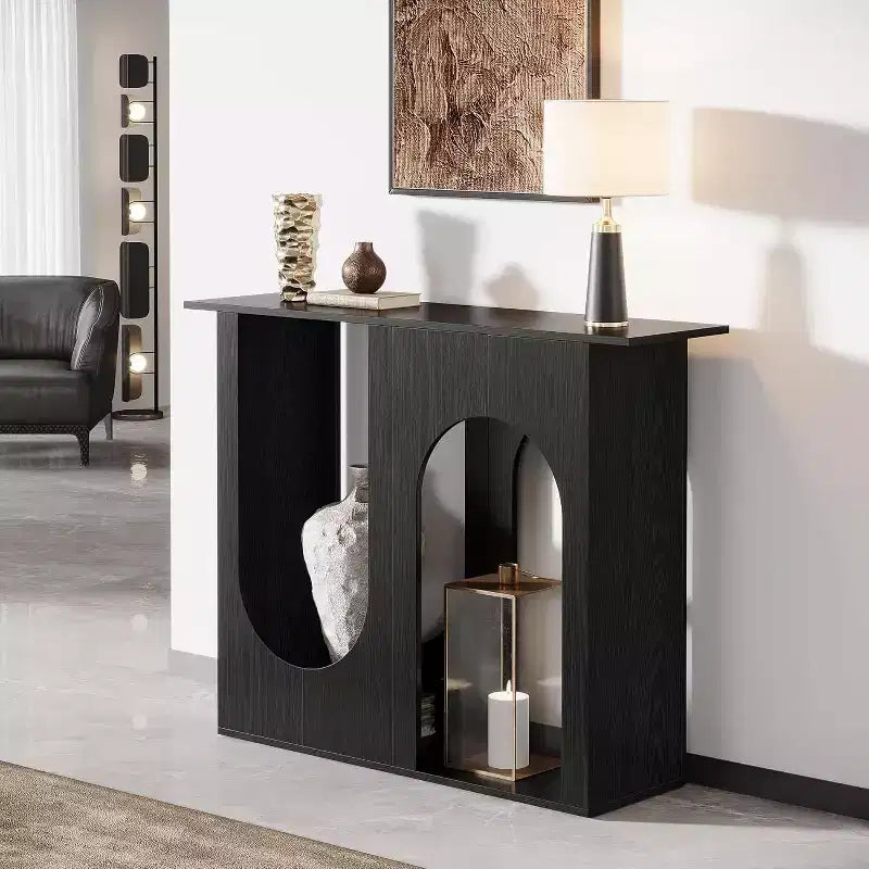 Console con Doppio Design ad Arco, Nera, 100 cm