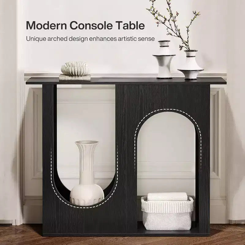 Console con Doppio Design ad Arco, Nera, 100 cm