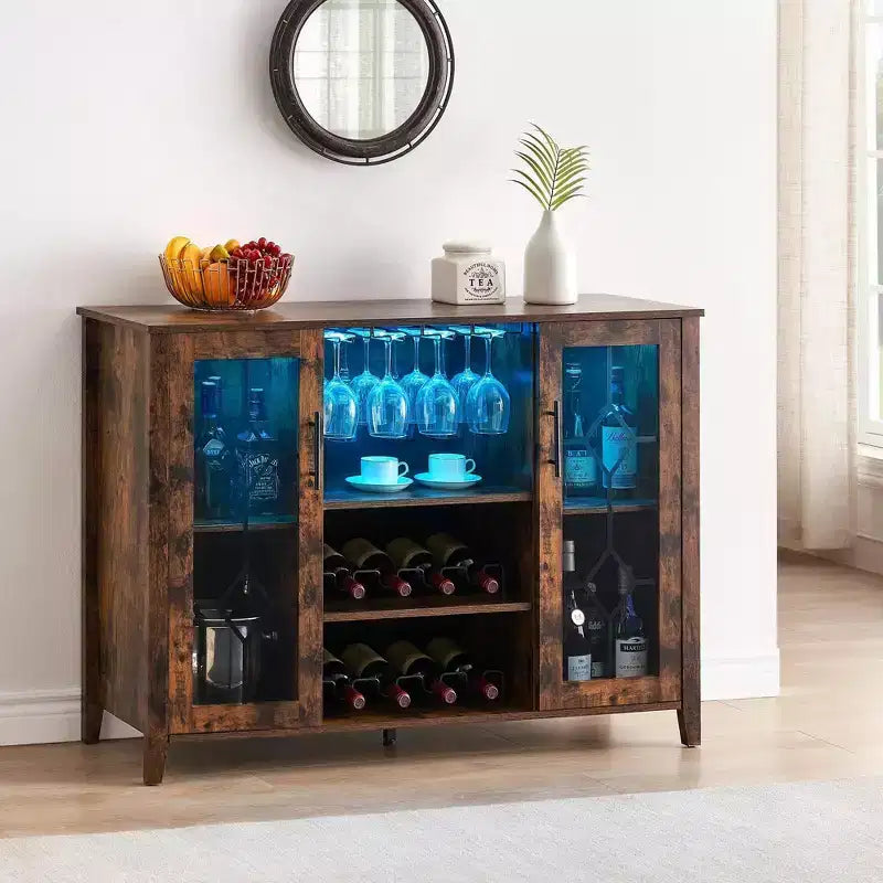Mobile Bar da Casa con Portabottiglie e Vano Porta Bicchieri