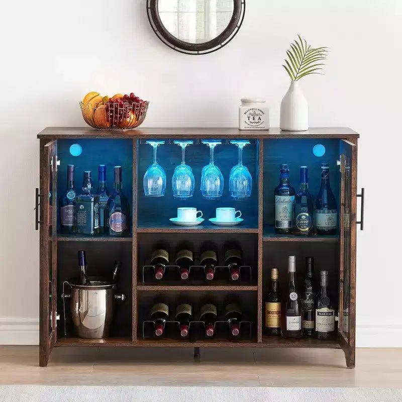 Mobile Bar da Casa con Portabottiglie e Vano Porta Bicchieri