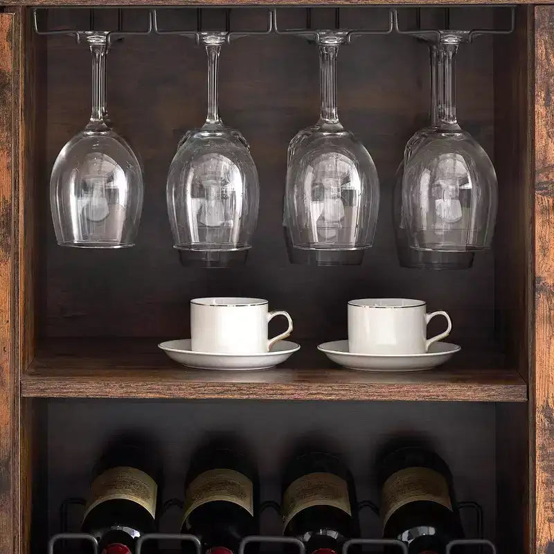 Mobile Bar da Casa con Portabottiglie e Vano Porta Bicchieri