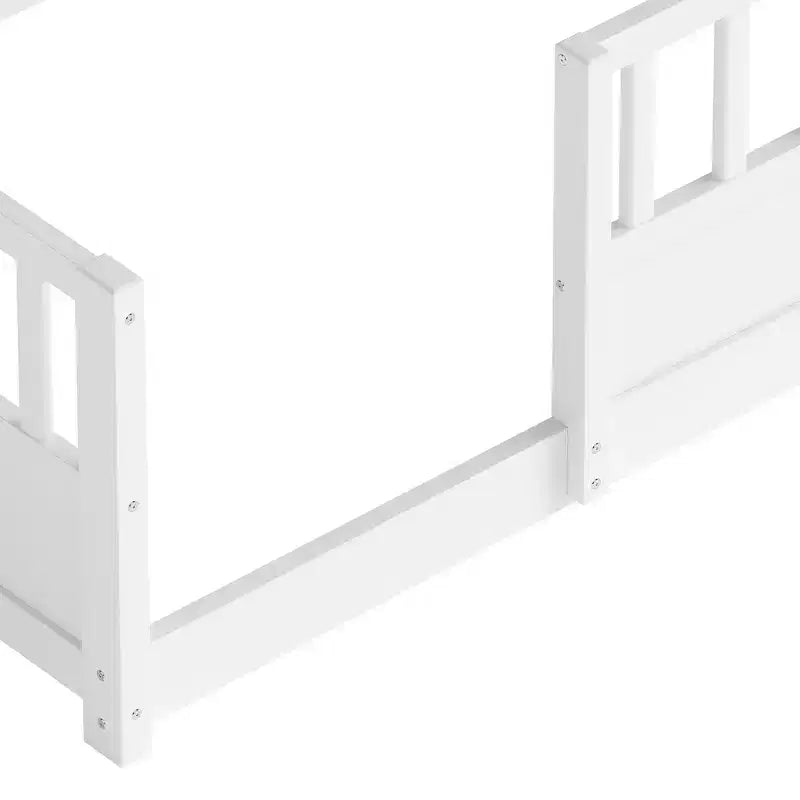 Letto per Bambini in Legno con Sponde e Scaffali Contenitori