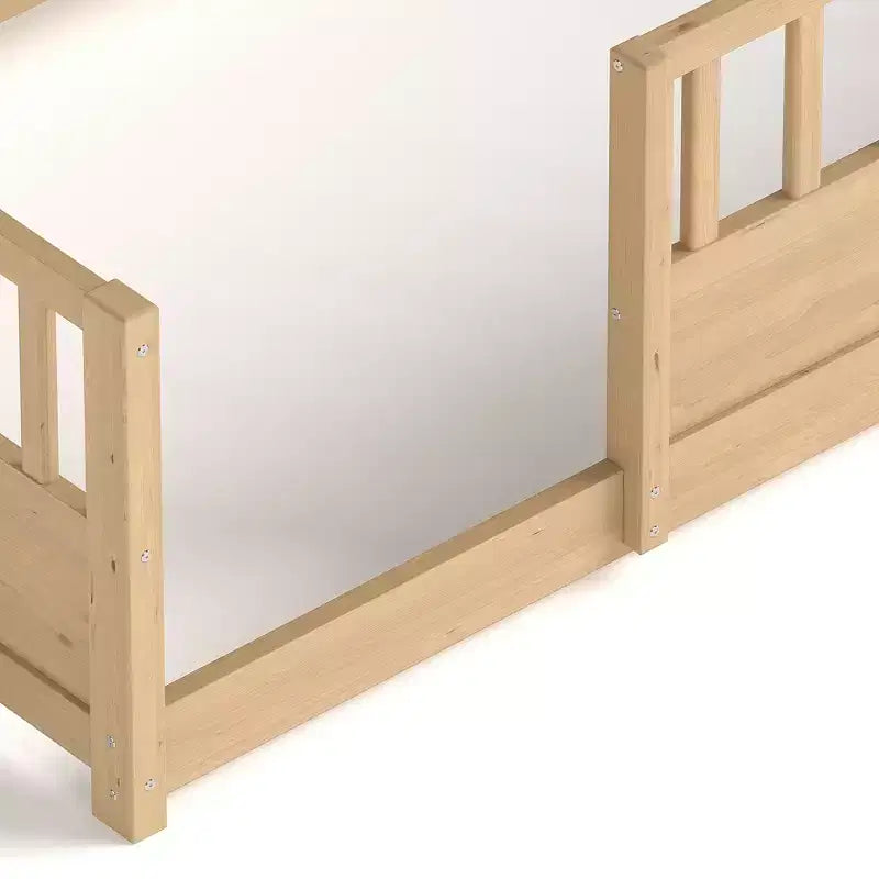 Letto per Bambini in Legno con Sponde e Scaffali Contenitori