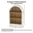 Libreria ad Arco in Legno con 3 Ripiani Aperti – Bianco e Venatura Legno