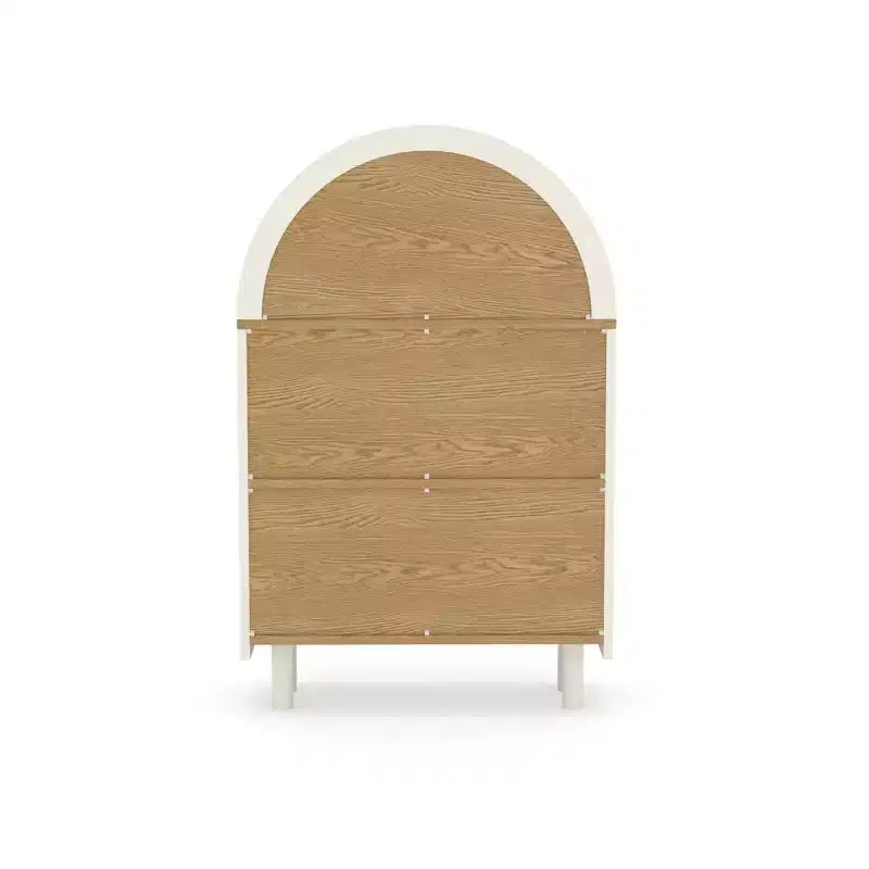 Libreria ad Arco in Legno con 3 Ripiani Aperti – Bianco e Venatura Legno