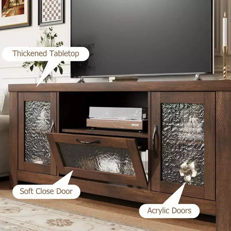 Mobile TV per TV da 55 pollici con anta in acrilico e ripiani regolabili