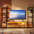 TV Stands for Living Room, LED TV Stand with Bookshelves, Farmhouse Entertainment Center for 65 in TVs, TVs Cabinet for Living Room