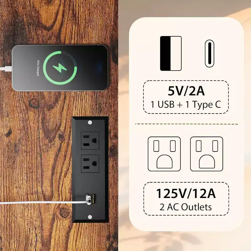 Mobile TV da fattoria con luci LED e librerie per TV fino a 65 pollici