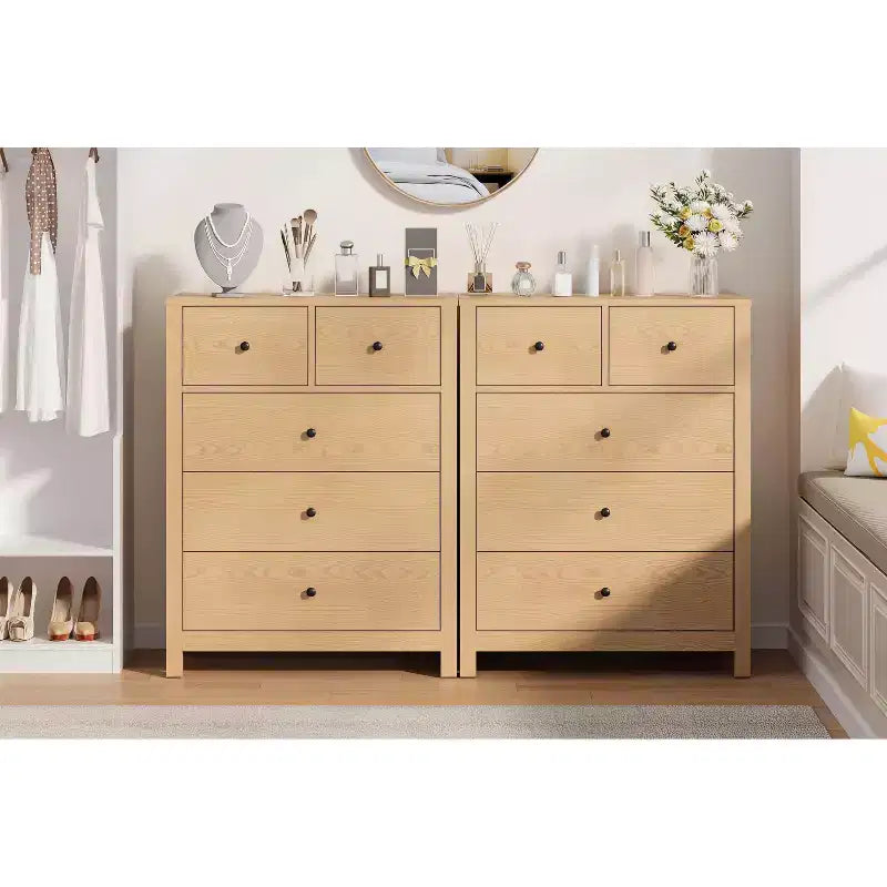 Comodino in legno a 5 cassetti con cassettiera contenitore