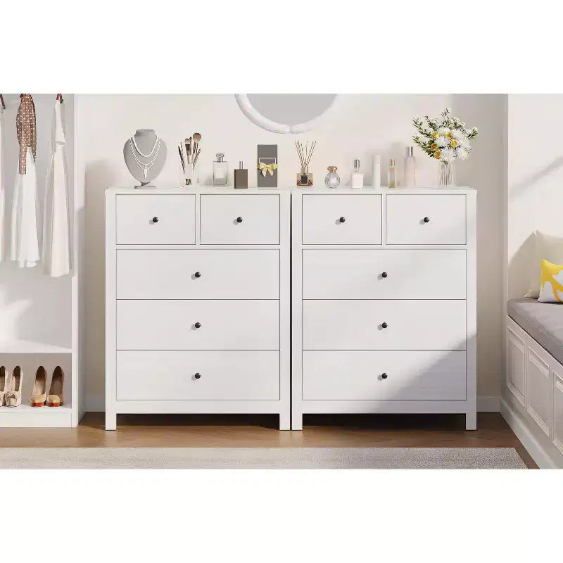 Comodino in legno a 5 cassetti con cassettiera contenitore