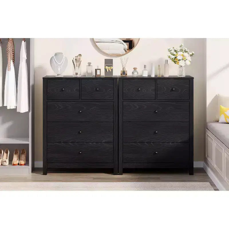 Comodino in legno a 5 cassetti con cassettiera contenitore
