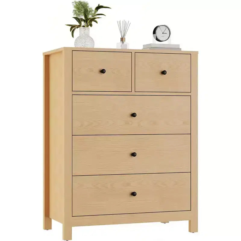 Comodino in legno a 5 cassetti con cassettiera contenitore