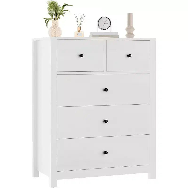 Comodino in legno a 5 cassetti con cassettiera contenitore