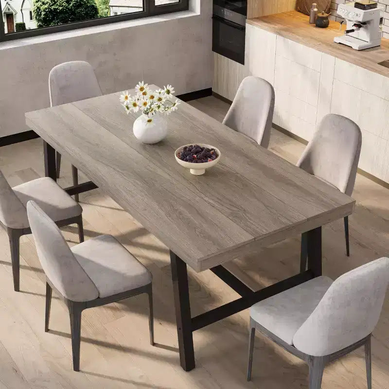 Tavolo da pranzo rettangolare da 180 cm per 6-8 persone – Piano in legno e struttura in metallo