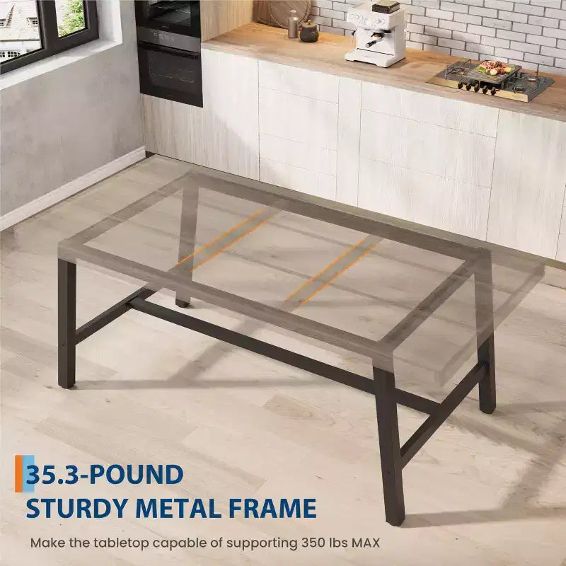 Tavolo da pranzo rettangolare da 180 cm per 6-8 persone – Piano in legno e struttura in metallo