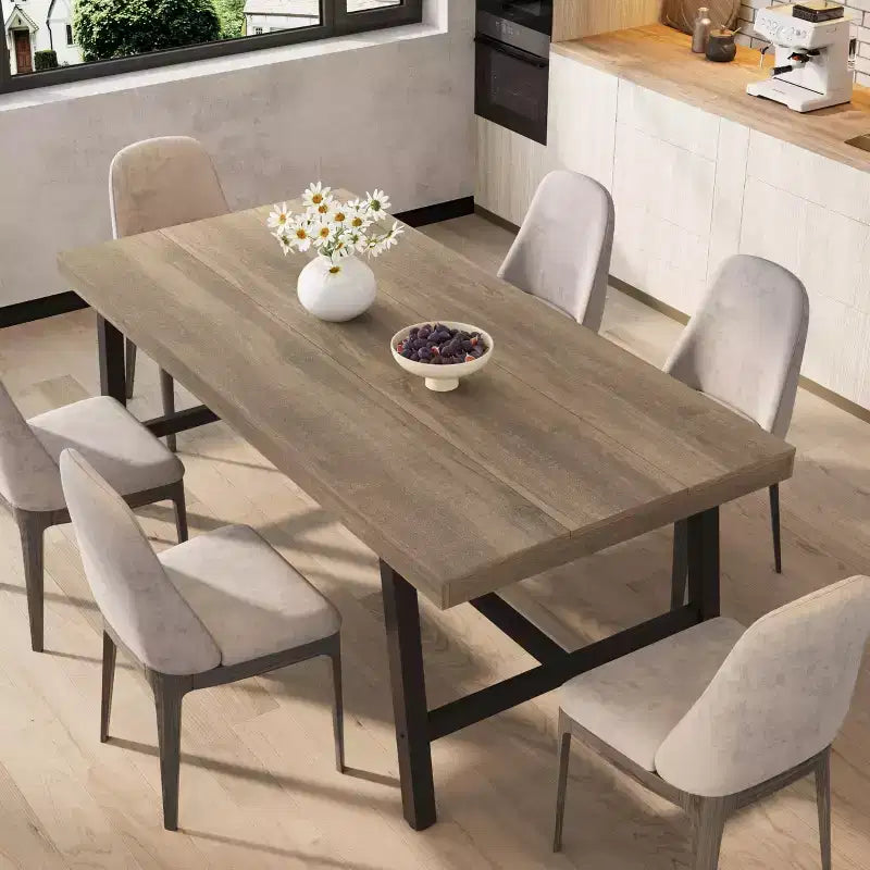 Tavolo da pranzo rettangolare da 180 cm per 6-8 persone – Piano in legno e struttura in metallo